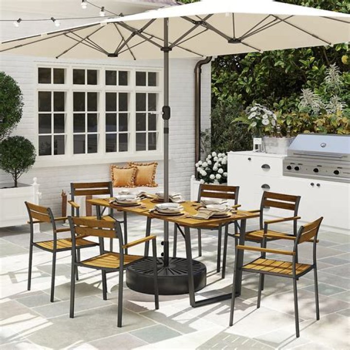 7 Piece Garden Dining Set Solid Acacia Wood Grey Home and Garden
