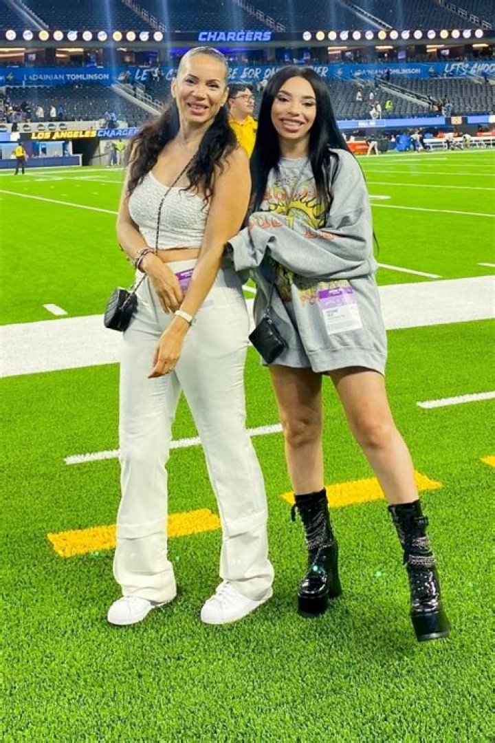 Ebie Wright and Her Mother at the LA Chargers vs Dallas Cowboy Game at SOFI Stadium in Inglewood