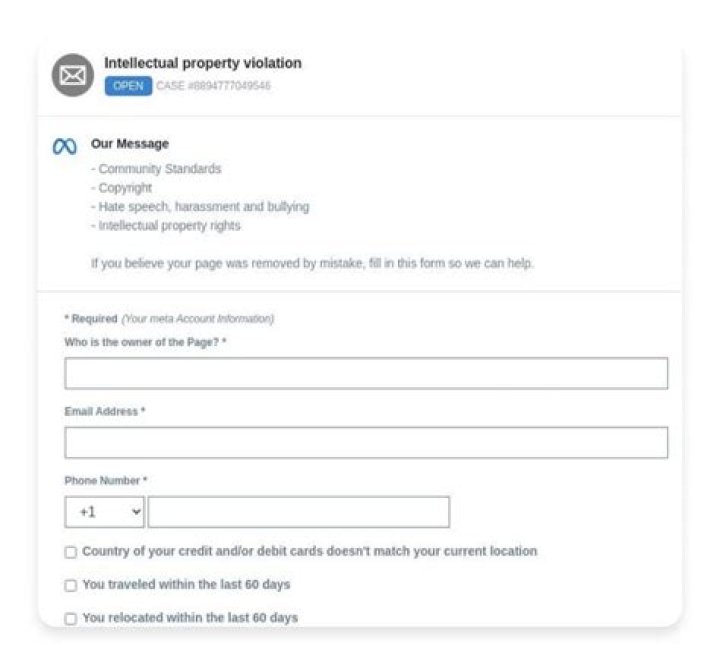 Facebook Phishing Email