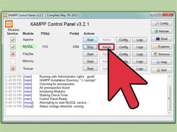 How to use xampp for database QuyaSoft