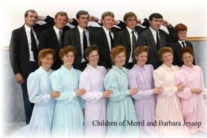 Merril Jessop with his children by his first wife Marie Cooke. (L to R) back row Janice