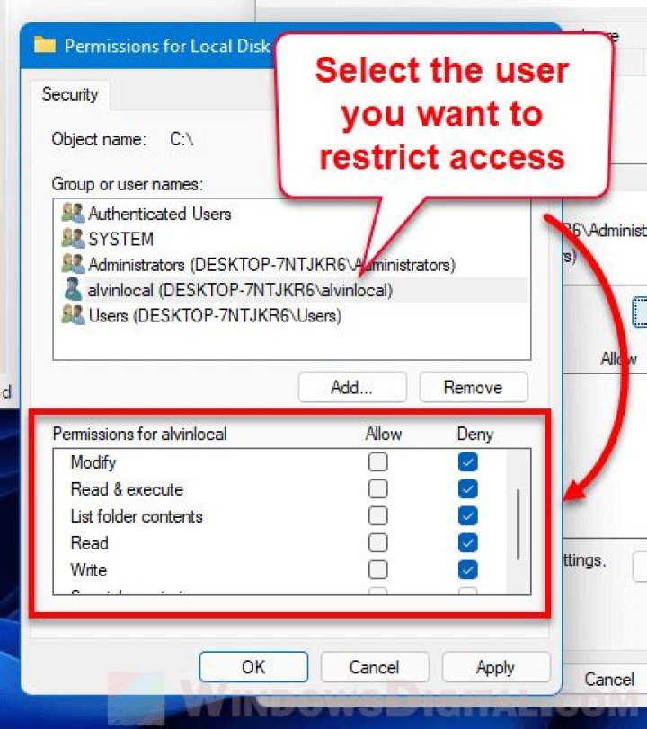 Restrict access to certain folders and yet view the entire folder tree