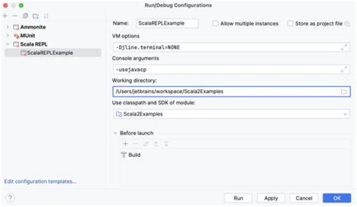 Run/Debug Configuration Scala REPL IntelliJ IDEA Documentation