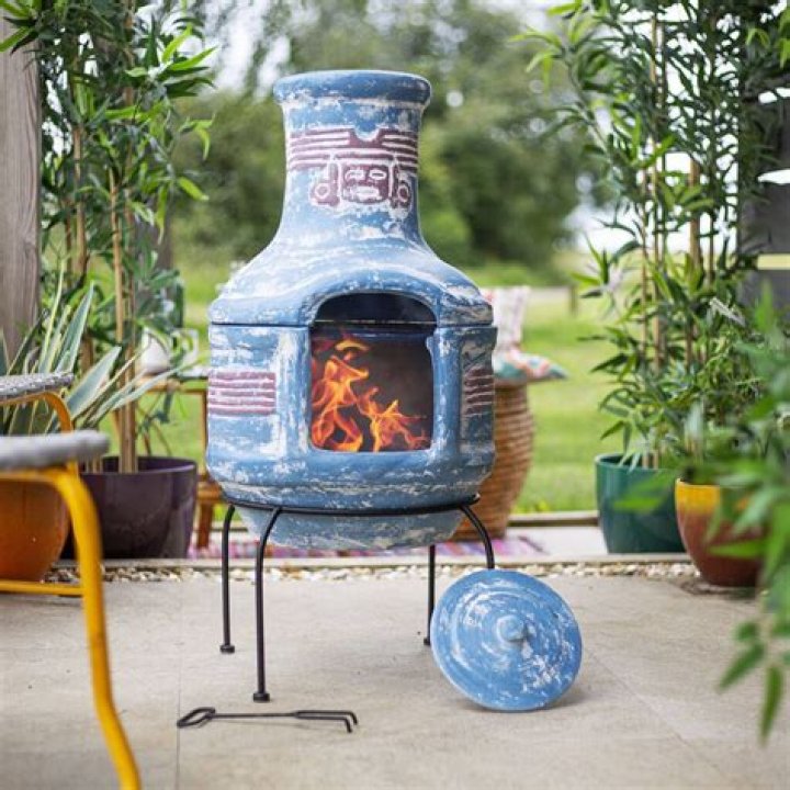 Two Piece Clay Chiminea With Grill Clay chiminea, Chiminea, Clay